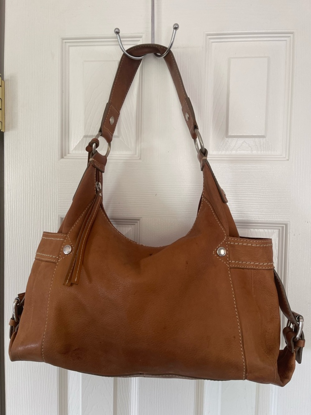 Fossil Women's Brown Soft Leather Silver Tone Hardware Shoulder Hobo Handbag